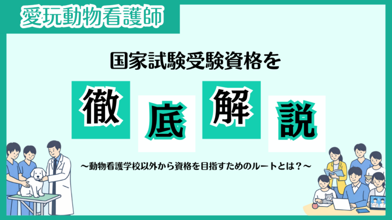 愛玩動物看護師の国家試験受験資格を徹底解説！│動物看護学校以外から資格を目指すためのルートとは？